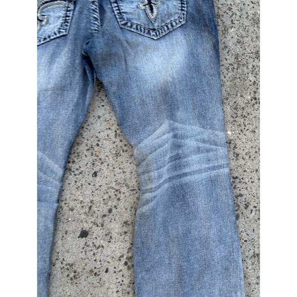 Rock Revival Distressed Blue Straight Jeans - Picture 16 of 16